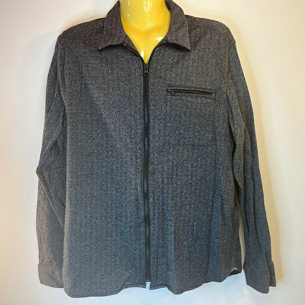 Kenneth Cole Reaction Men's Full Zip Long Sleeve Shirt - Size Large